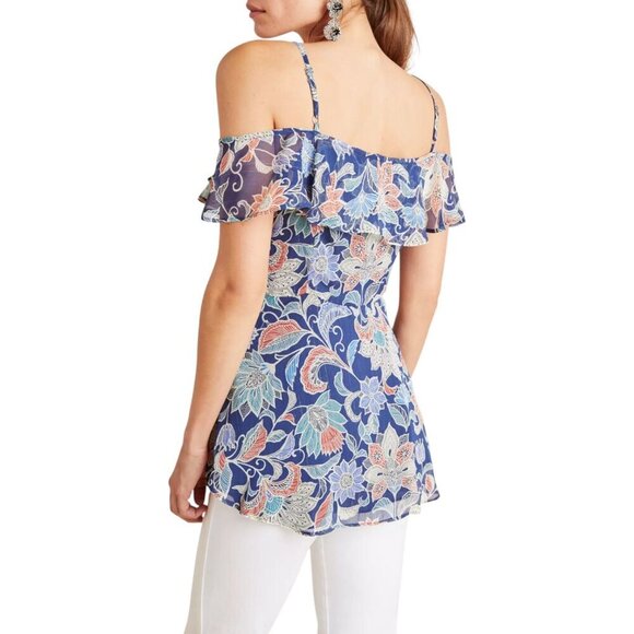 Maeve Anthropologie Mariposa Open-Shoulder Ruffled Top Size 6 - Picture 3 of 15